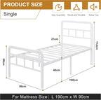 Bed Frame with Headboard and Footboard Metal Slats