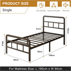 Bed Frame with Headboard and Footboard Metal Slats