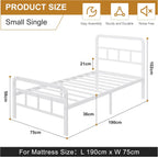Bed Frame with Headboard and Footboard Metal Slats