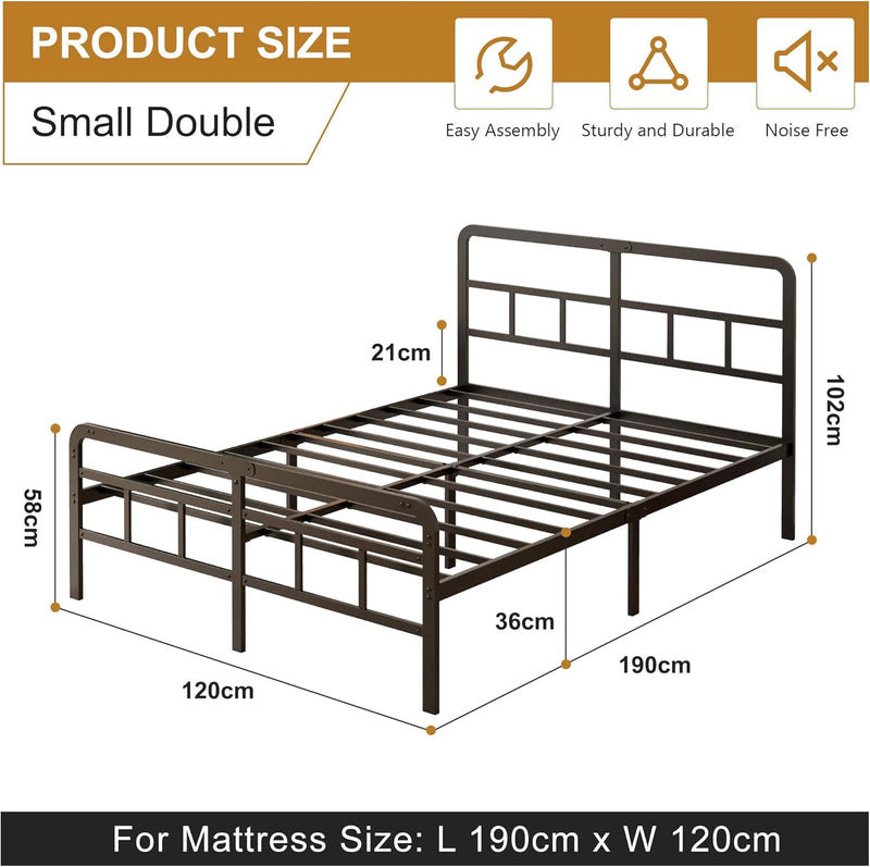 Bed Frame with Headboard and Footboard Metal Slats