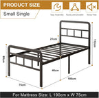 Bed Frame with Headboard and Footboard Metal Slats