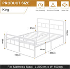 Bed Frame with Headboard and Footboard Metal Slats