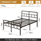 Bed Frame with Headboard and Footboard Metal Slats