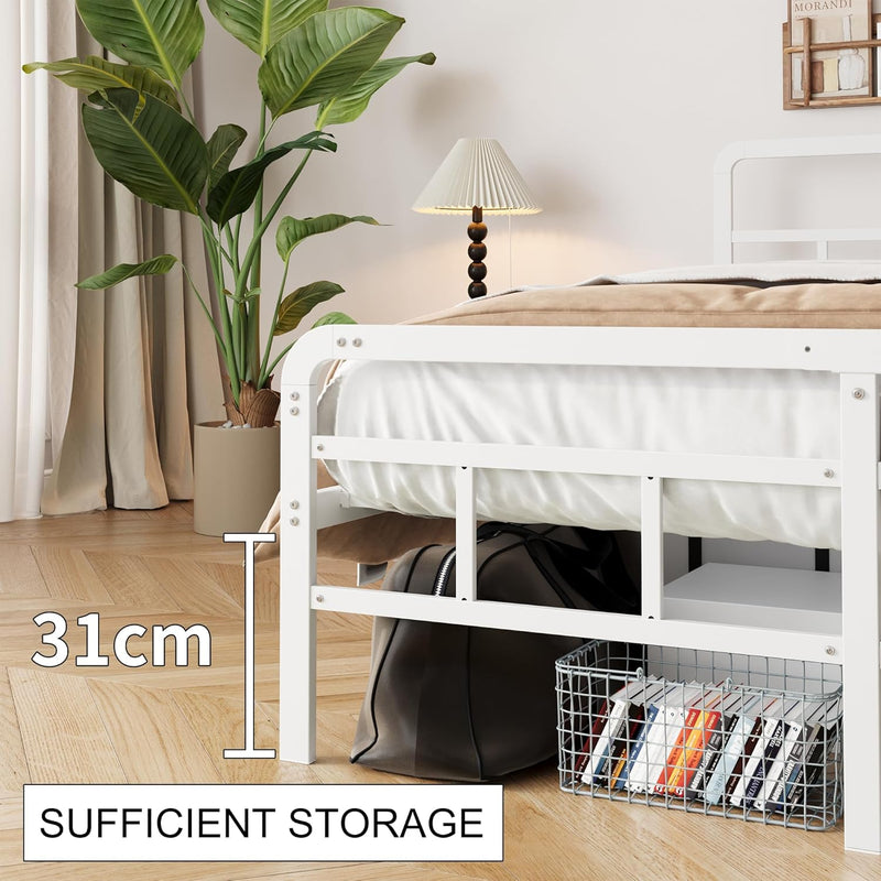 Bed Frame with Headboard and Footboard Metal Slats