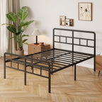 Bed Frame with Headboard and Footboard Metal Slats