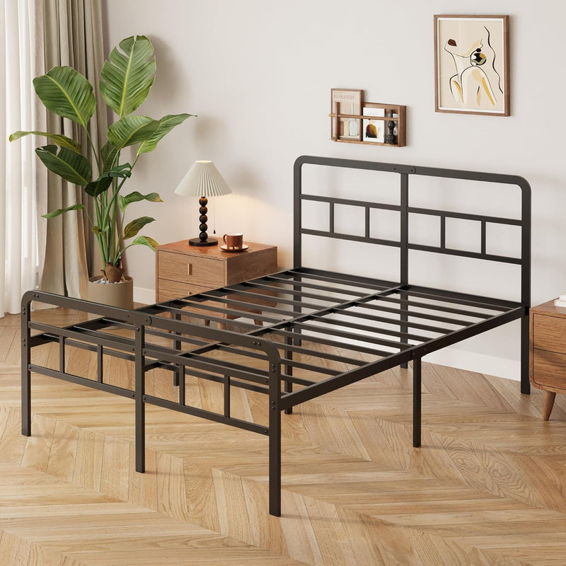 Bed Frame with Headboard and Footboard Metal Slats