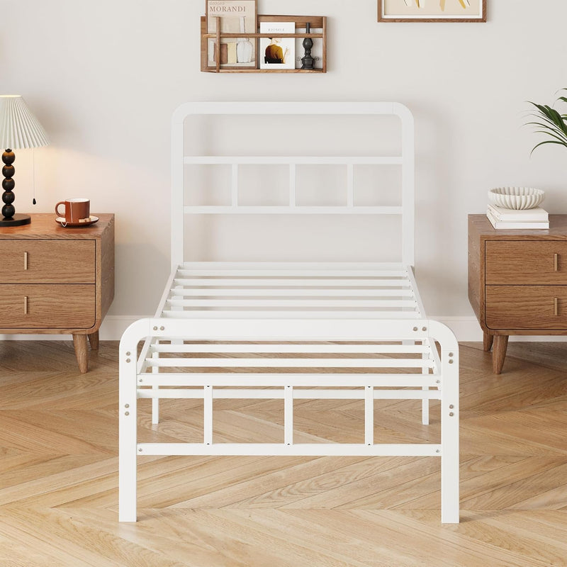 Bed Frame with Headboard and Footboard Metal Slats