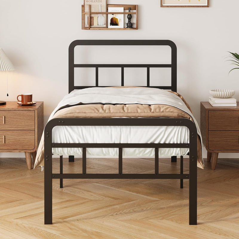 Bed Frame with Headboard and Footboard Metal Slats