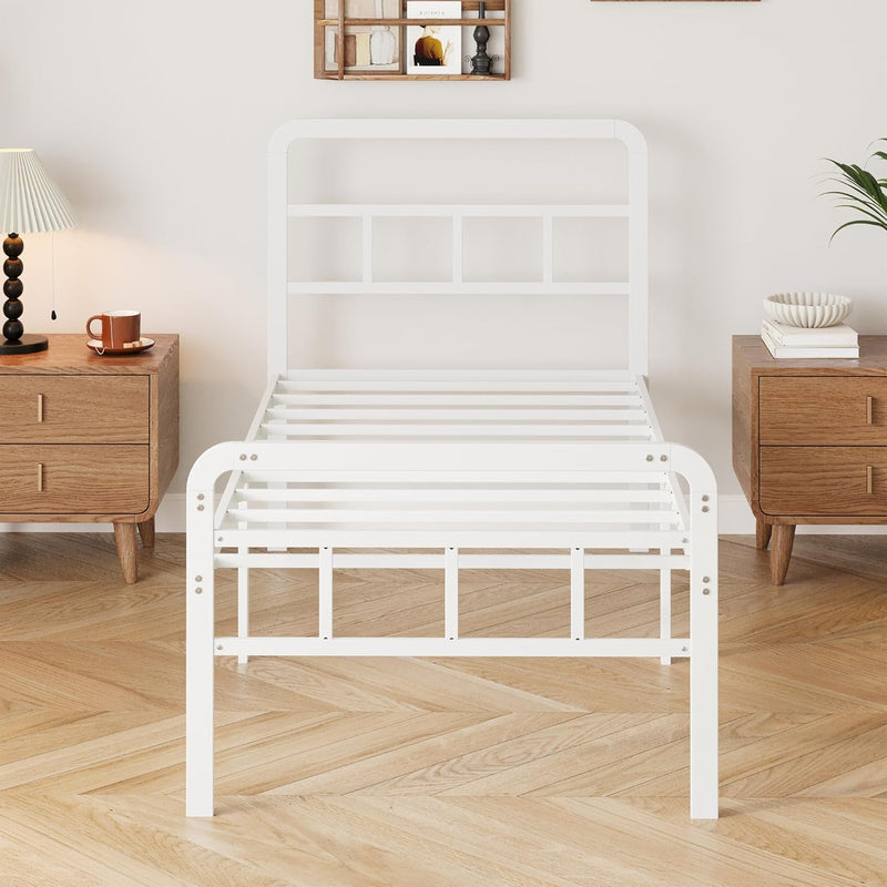 Bed Frame with Headboard and Footboard Metal Slats