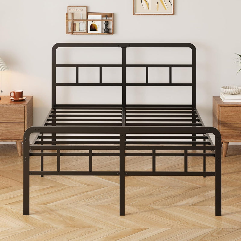 Bed Frame with Headboard and Footboard Metal Slats