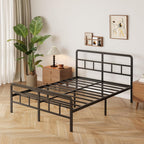 Bed Frame with Headboard and Footboard Metal Slats