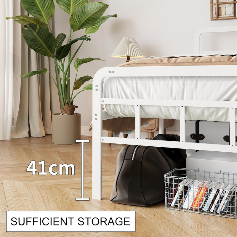 Bed Frame with Headboard and Footboard Metal Slats