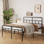 Bed Frame with Headboard and Footboard Metal Slats