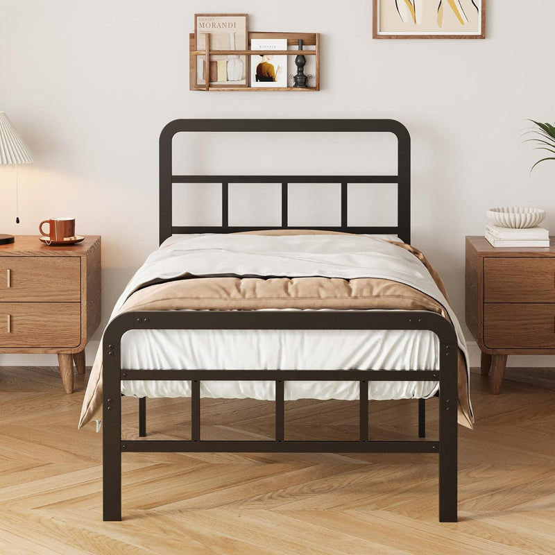 Bed Frame with Headboard and Footboard Metal Slats
