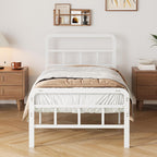 Bed Frame with Headboard and Footboard Metal Slats