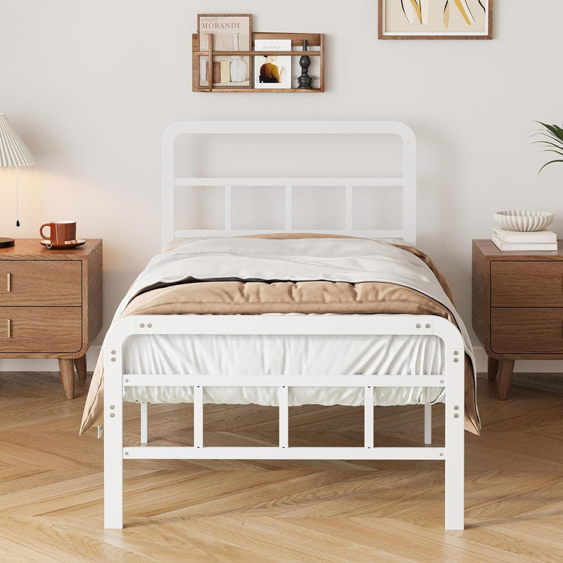 Bed Frame with Headboard and Footboard Metal Slats