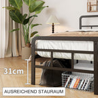 Bed Frame with Headboard and Footboard Metal Slats