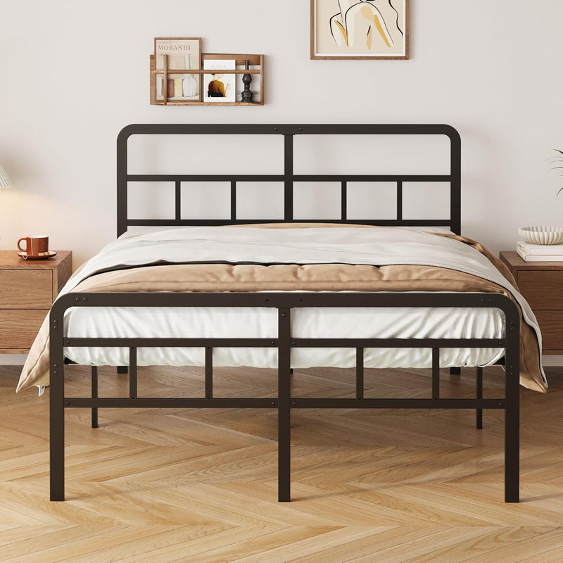Bed Frame with Headboard and Footboard Metal Slats