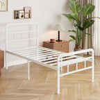 Bed Frame with Headboard and Footboard Metal Slats