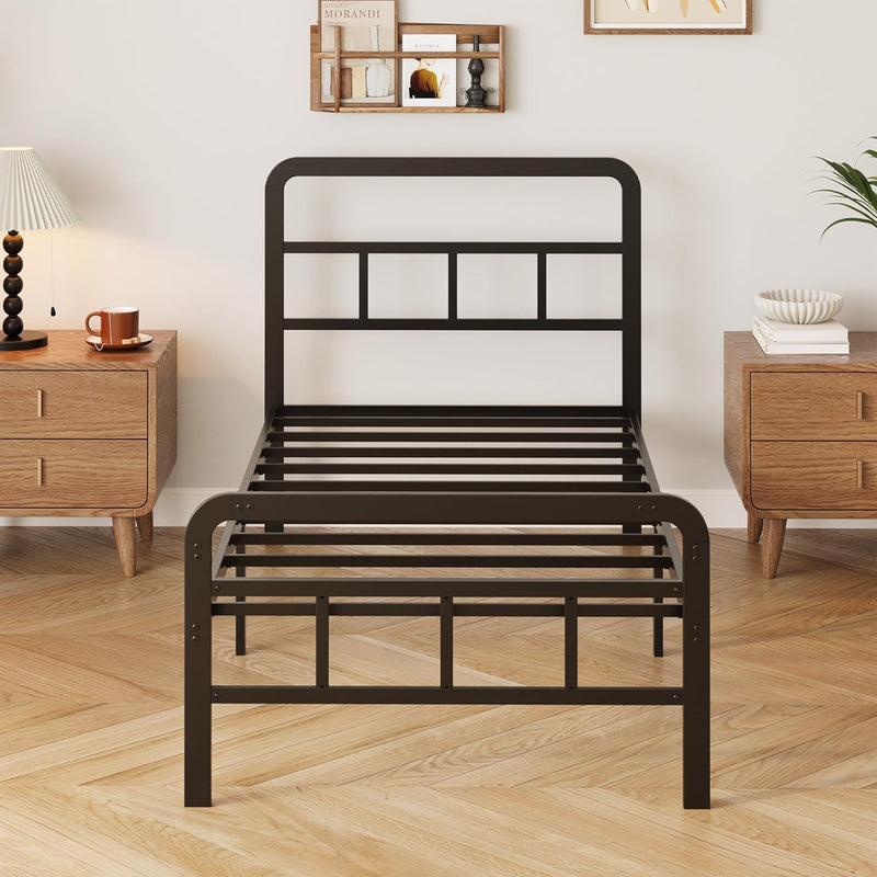 Bed Frame with Headboard and Footboard Metal Slats