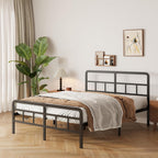 Bed Frame with Headboard and Footboard Metal Slats
