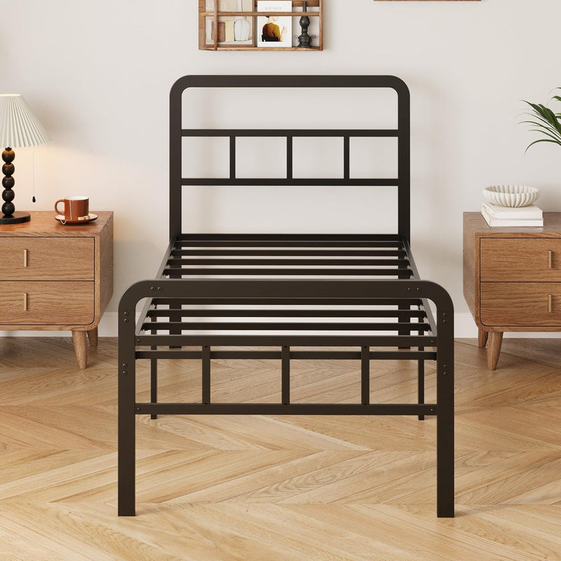 Bed Frame with Headboard and Footboard Metal Slats