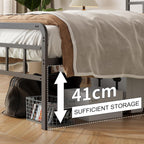 Bed Frame with Headboard and Footboard Metal Slats