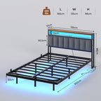 Bed Frame with Floating Visual Effect Metal Adjustable