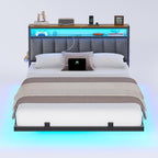 Bed Frame with Floating Visual Effect Metal Adjustable
