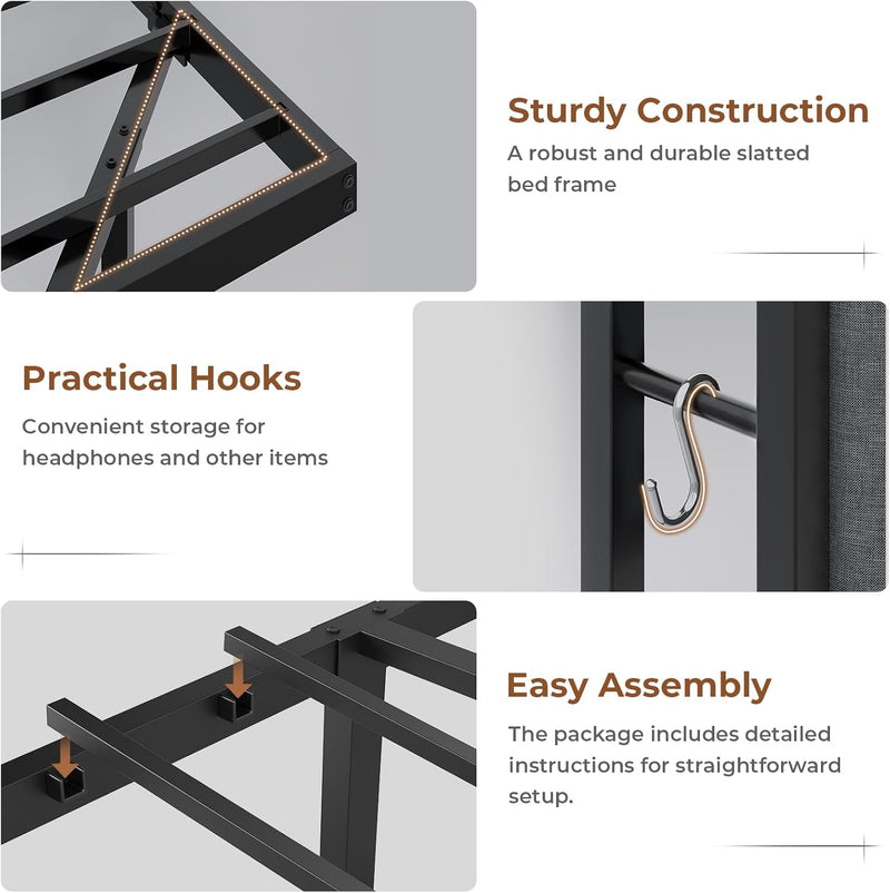 Bed Frame with Floating Visual Effect Metal Adjustable