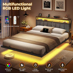 Bed Frame with Floating Visual Effect Metal Adjustable