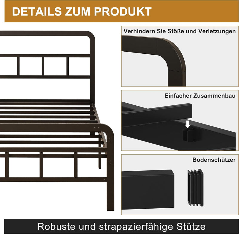 Bed Frame with Headboard and Footboard