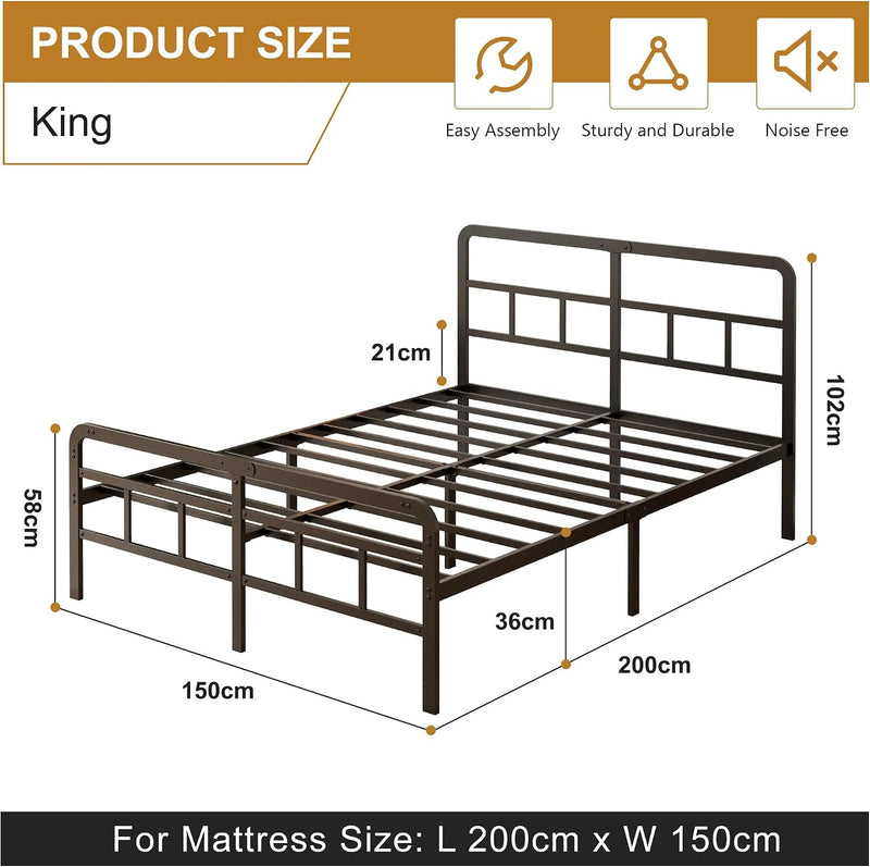 Bed Frame with Headboard and Footboard