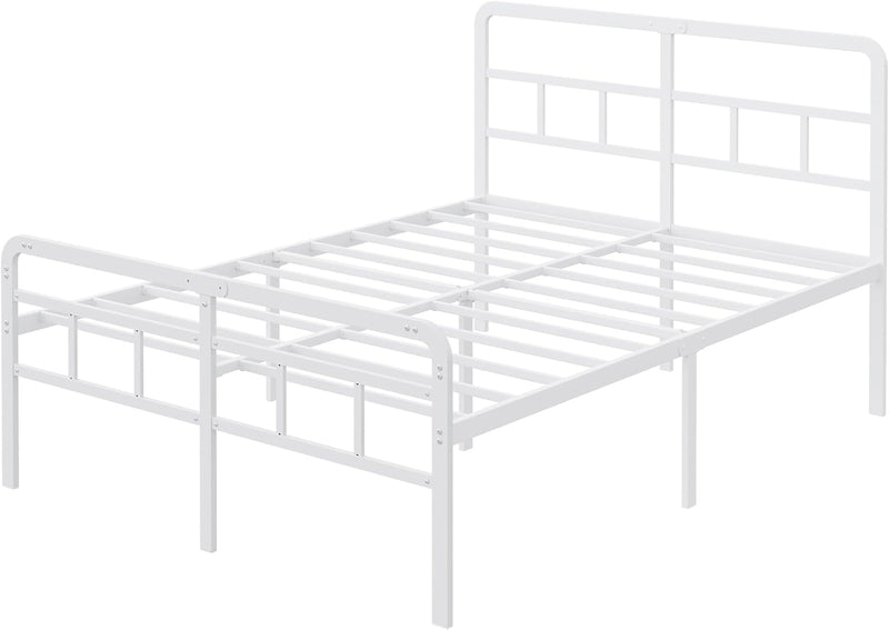 Bed Frame with Headboard and Footboard Metal Slats