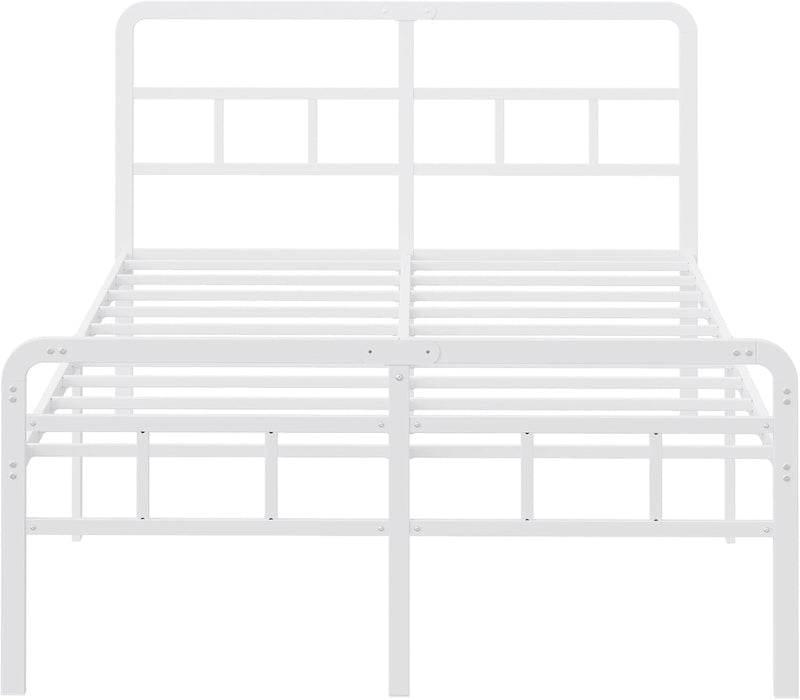 Bed Frame with Headboard and Footboard Metal Slats