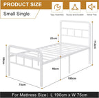 Bed Frame with Headboard and Footboard Metal Slats