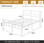 Bed Frame with Headboard and Footboard Metal Slats