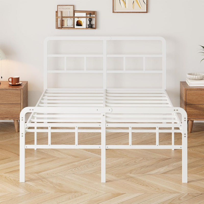 Bed Frame with Headboard and Footboard Metal Slats