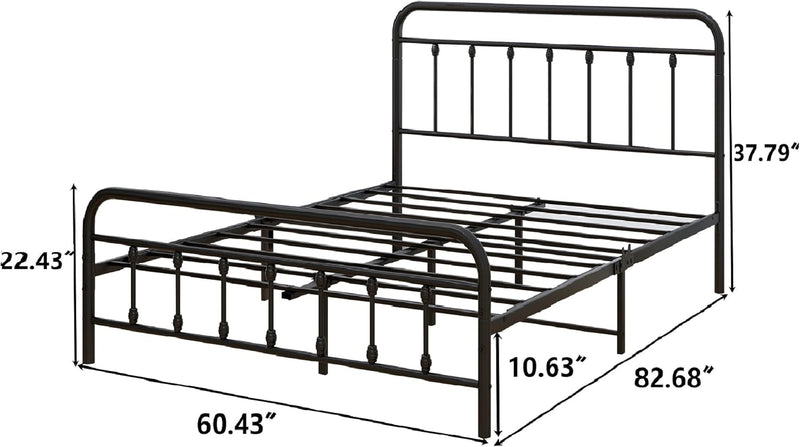Bed Frame with Headboard and Footboard Under Storage