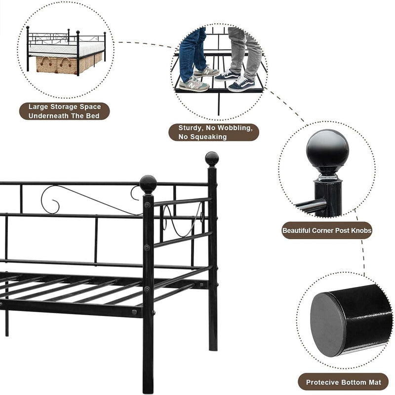 Bed Frame with Headboard and Slatted Sofa