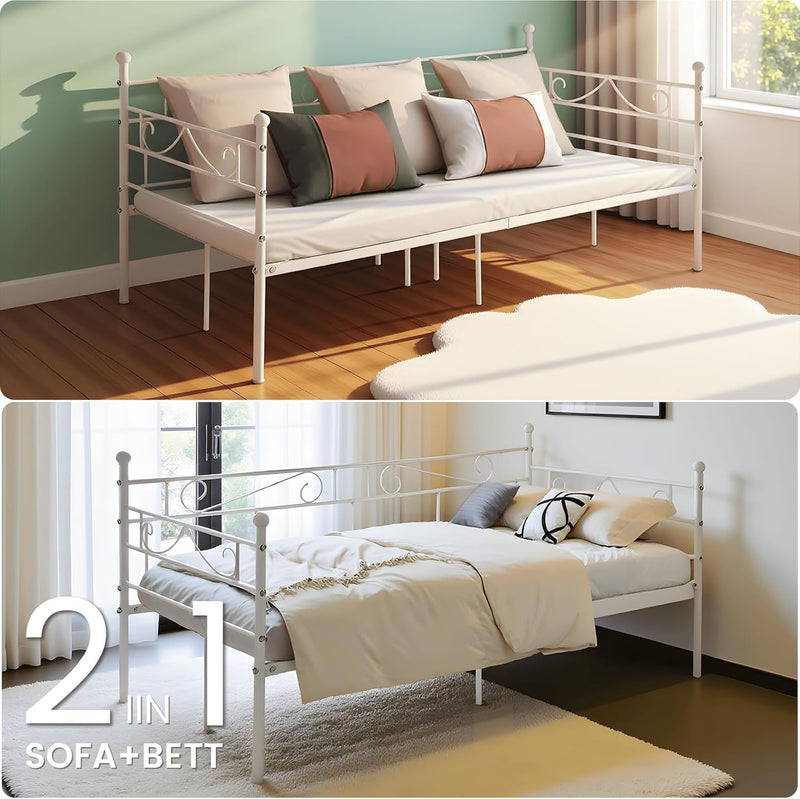 Bed Frame with Headboard and Slatted Sofa