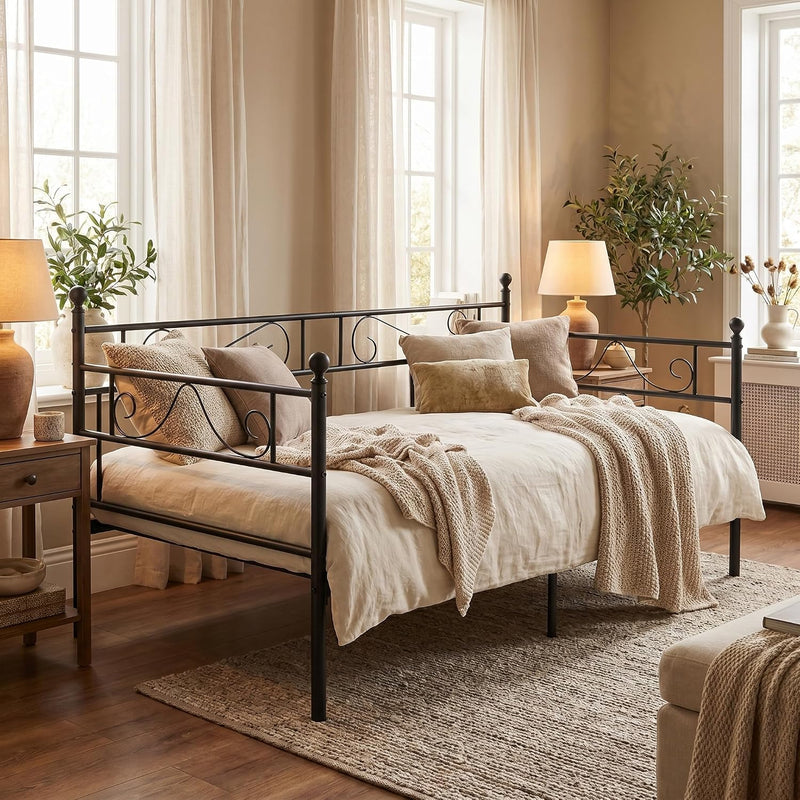 Bed Frame with Headboard and Slatted Sofa