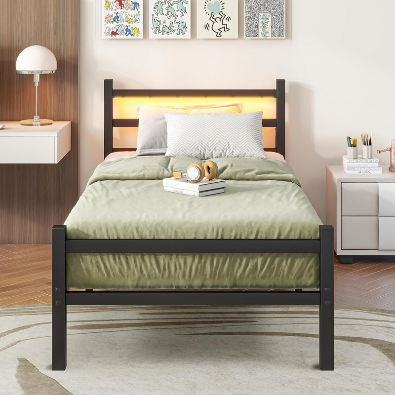 Bed Frame with Headboard LED Lights