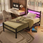 Bed Frame with Headboard LED Lights