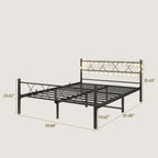 Bed Frame with Headboard Lights Metal Mattress Base