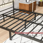 Bed Frame with Headboard Lights Metal Mattress Base
