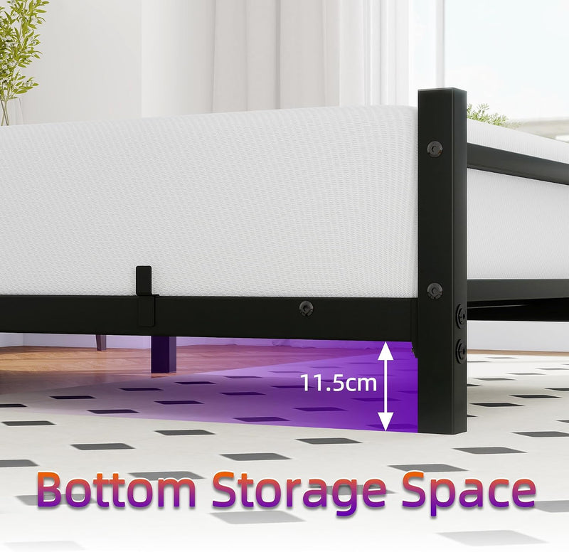Bed Frame with Headboard Low Floor for Living