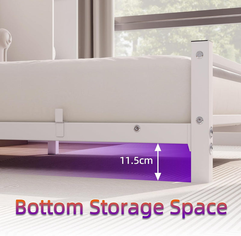 Bed Frame with Headboard Low Floor for Living