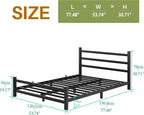 Bed Frame with Headboard Low Floor for Living