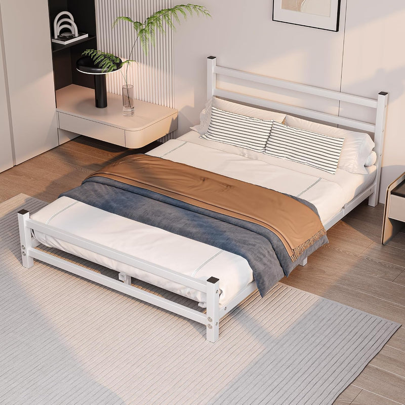 Bed Frame with Headboard Low Floor for Living